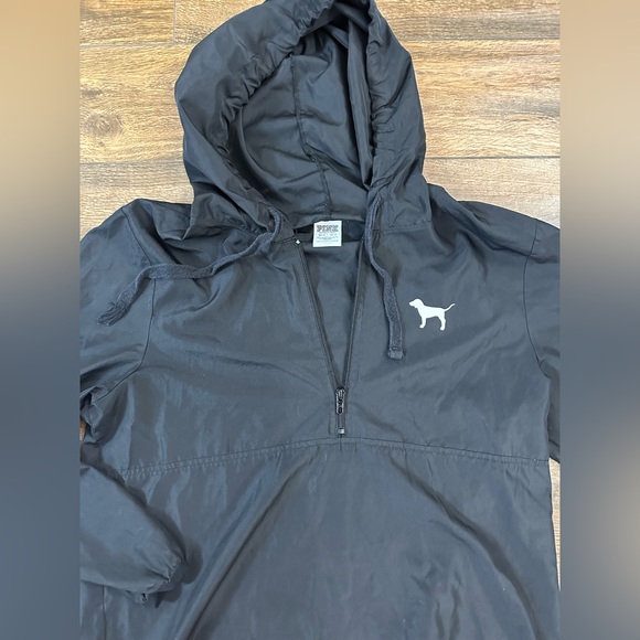 Pink by Victoria’s Secrets 3/4 Zip Windbreaker Black size XS/S - Picture 3 of 8